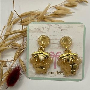Honey Bee Clay Dangle Earrings